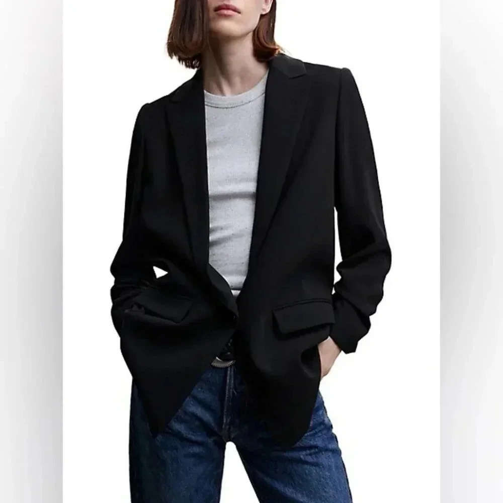 Mango Eleonor Blazer Jacket in Black NWT